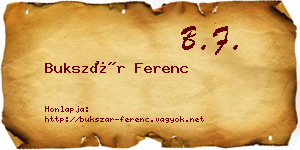 Bukszár Ferenc névjegykártya